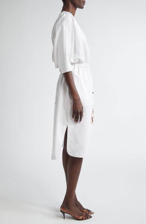 Jason Wu Collection Floral Print Dolman Sleeve Dress In White