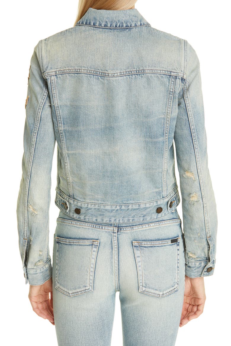 Boyfriend Denim Jacket, Alternate, color, DIRTY GREEN TRASH