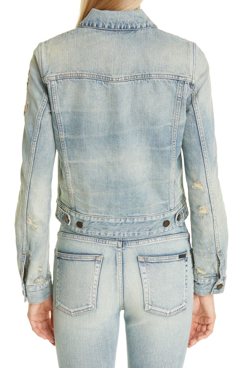 Saint Laurent Boyfriend Denim Jacket, Alternate, color, 