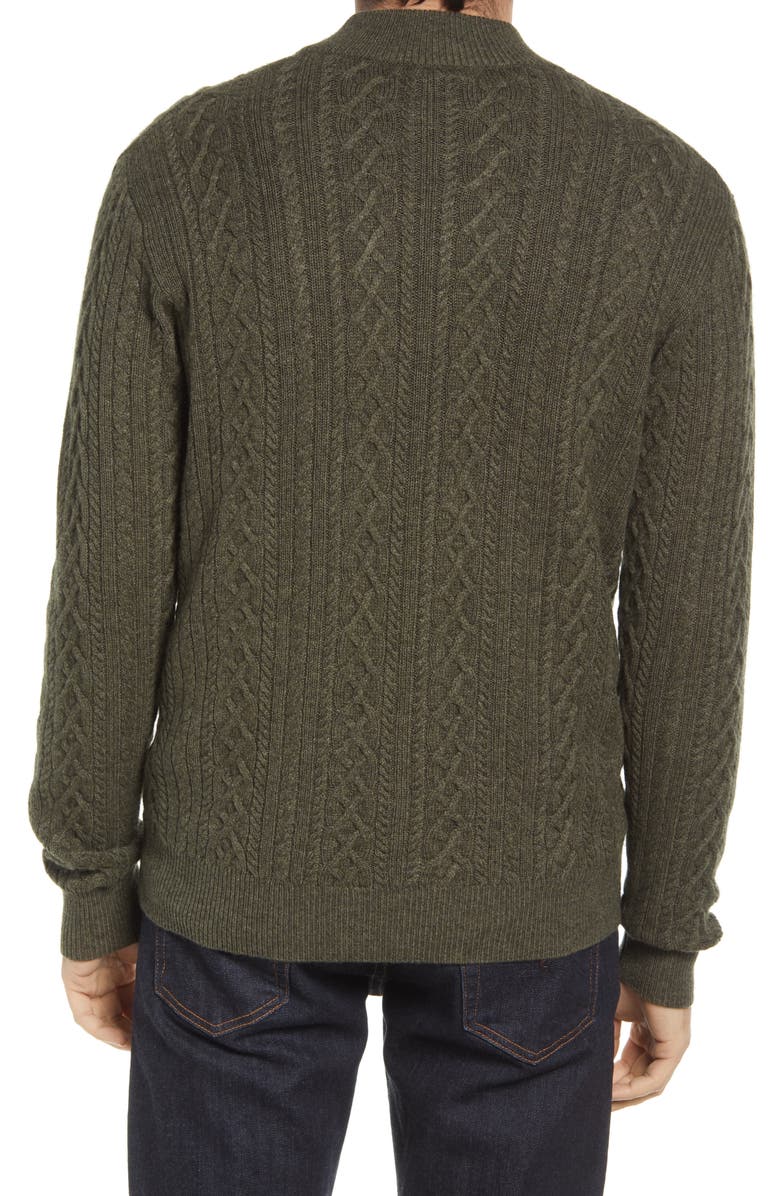 Peter Millar Men's Crown Cable Wool & Cashmere Quarter Zip Sweater, Alternate, color, 