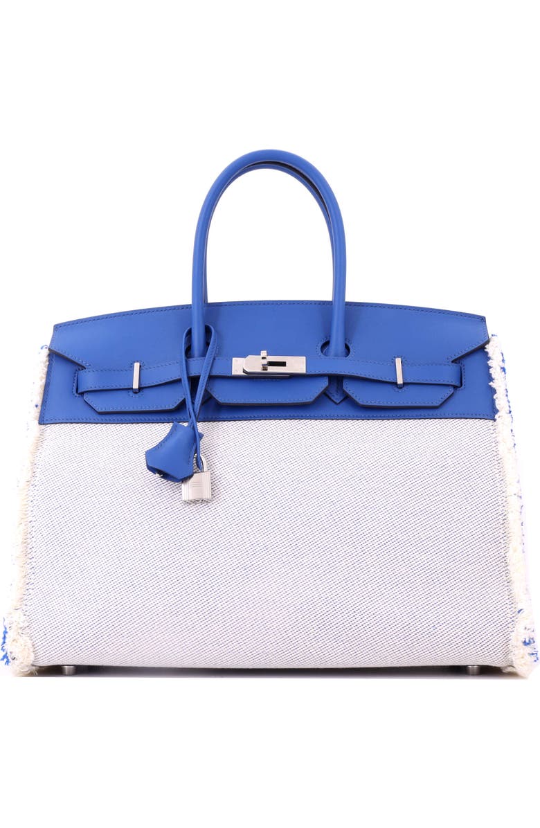 Pre-Owned Hermes Fray Fray Birkin Bag Toile and Swift 35, Main, color, Bleu France
