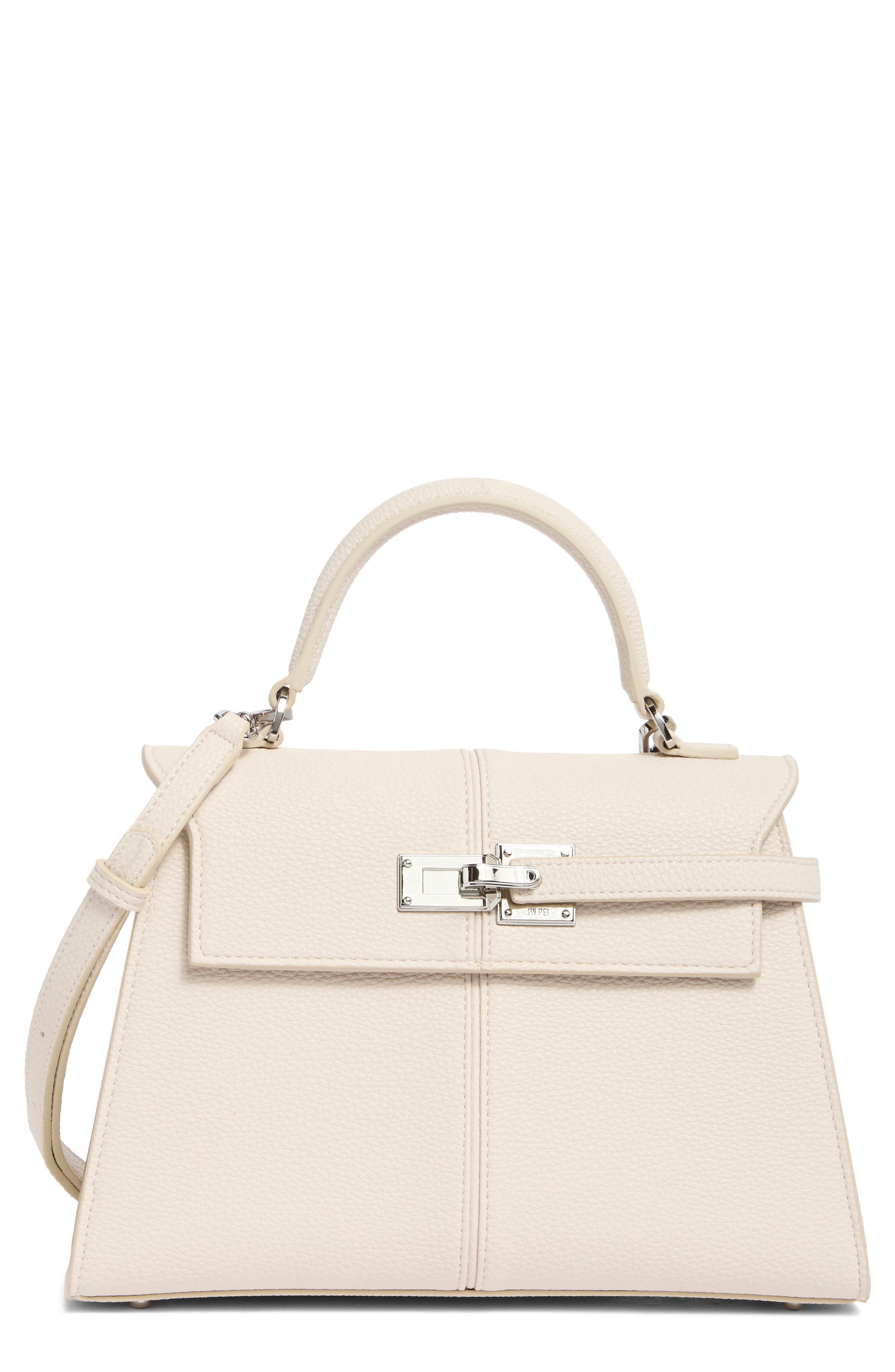 JW PEI Large Elise Faux Leather Top Handle Bag, Main, color, White
