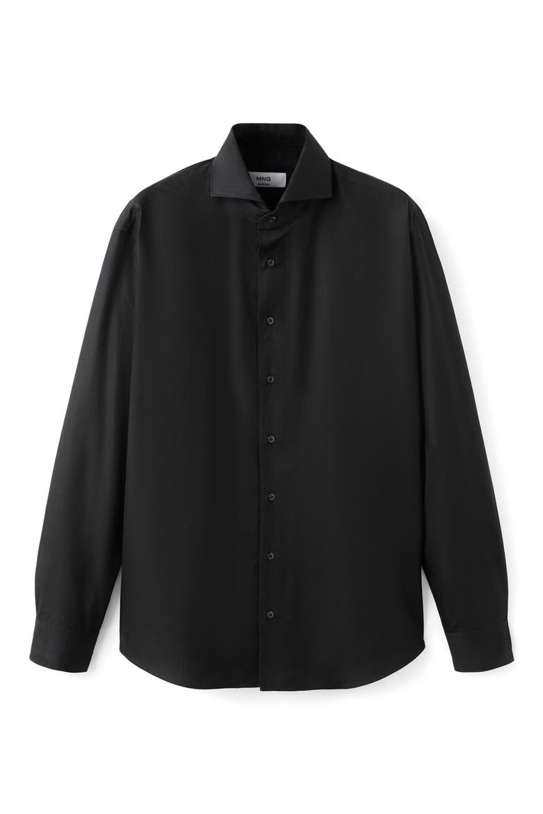 Regular Fit Cotton Button-Up Shirt, Alternate, color, BLACK