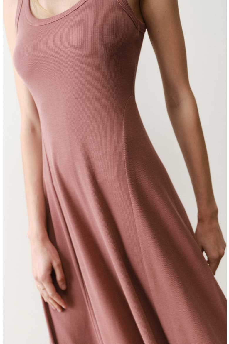 Lexi Rib Sleeveless Fit & Flare Midi Dress, Alternate, color, CLAY