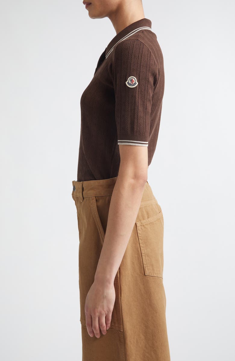 Moncler Tipped Polo, Alternate, color, Brown