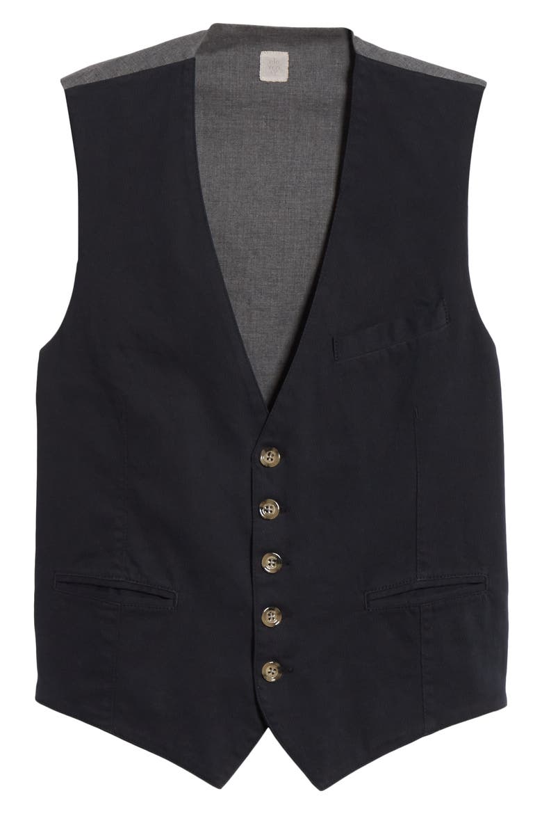 Trim Fit Twill Cotton Vest, Alternate, color, NAVY