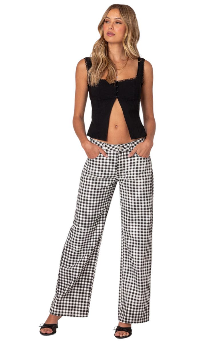 EDIKTED Gingham Print Straight Leg Pants, Alternate, color, 