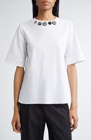 Max Mara Dora Embellished Stretch Poplin Top