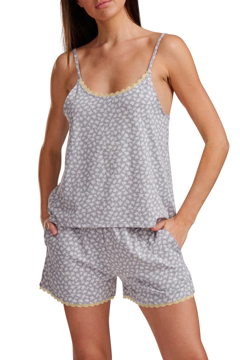 Cami and Boxer Pajama Set, Main, color, GREYFLORALTOSS