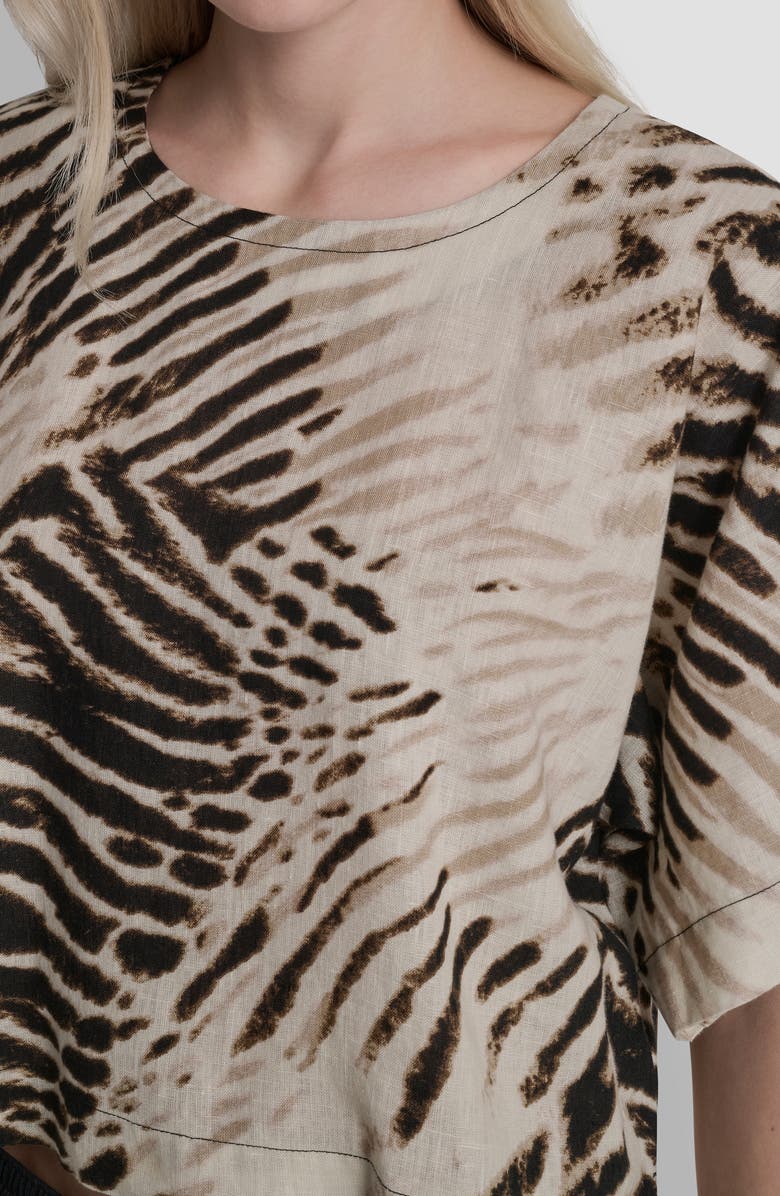 DKNY Pattern Boxy Linen Top, Alternate, color, Brushed Sandbed