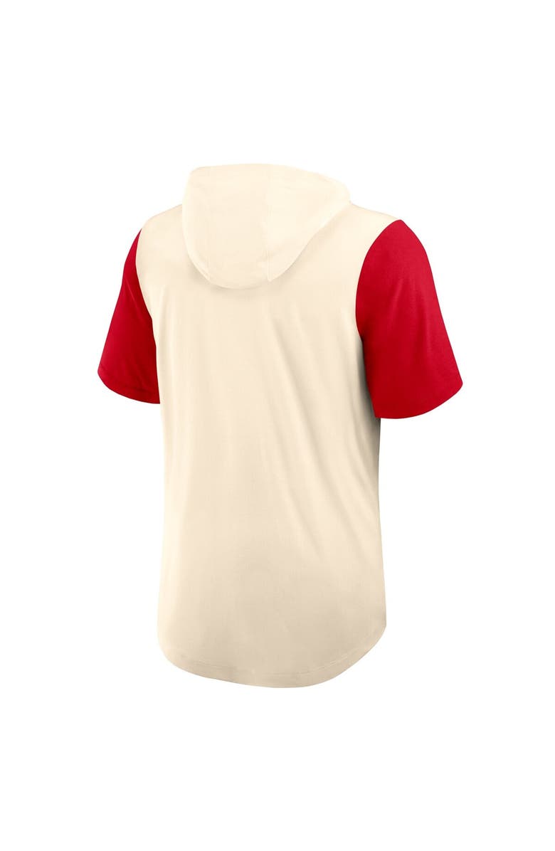 Nike Men's Nike Natural/Scarlet Ohio State Buckeyes Baseball Script Tri-Blend Performance Hoodie T-Shirt, Alternate, color, Natural