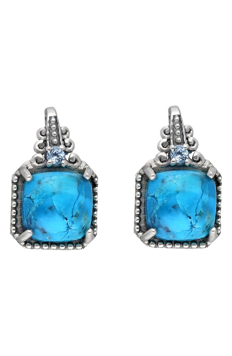 YS GEMS Mohave Turquoise & Blue Topaz Stud Earrings, Alternate, color, Blue