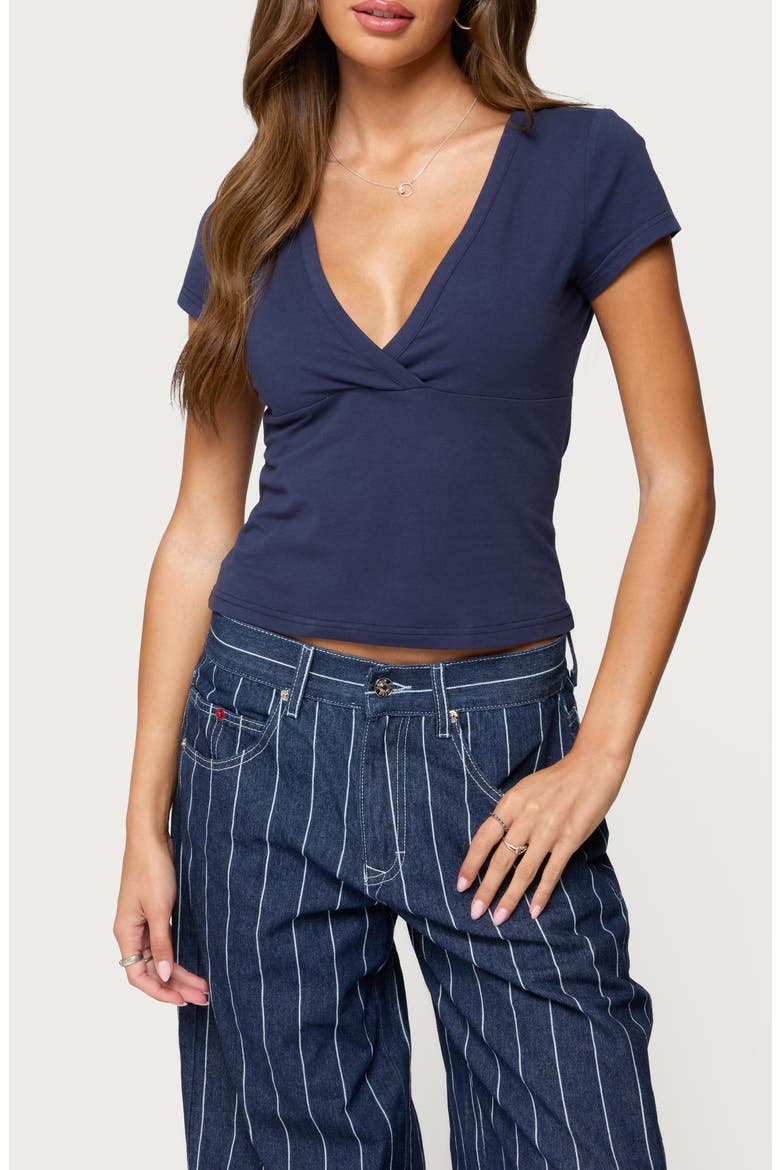 Merinda Stretch Cotton T-Shirt, Main, color, NAVY