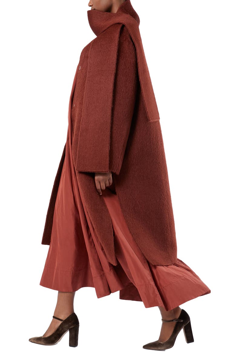 Marina Rinaldi Iacopo Alpaca & Wool Scarf Coat, Alternate, color, Tobacco