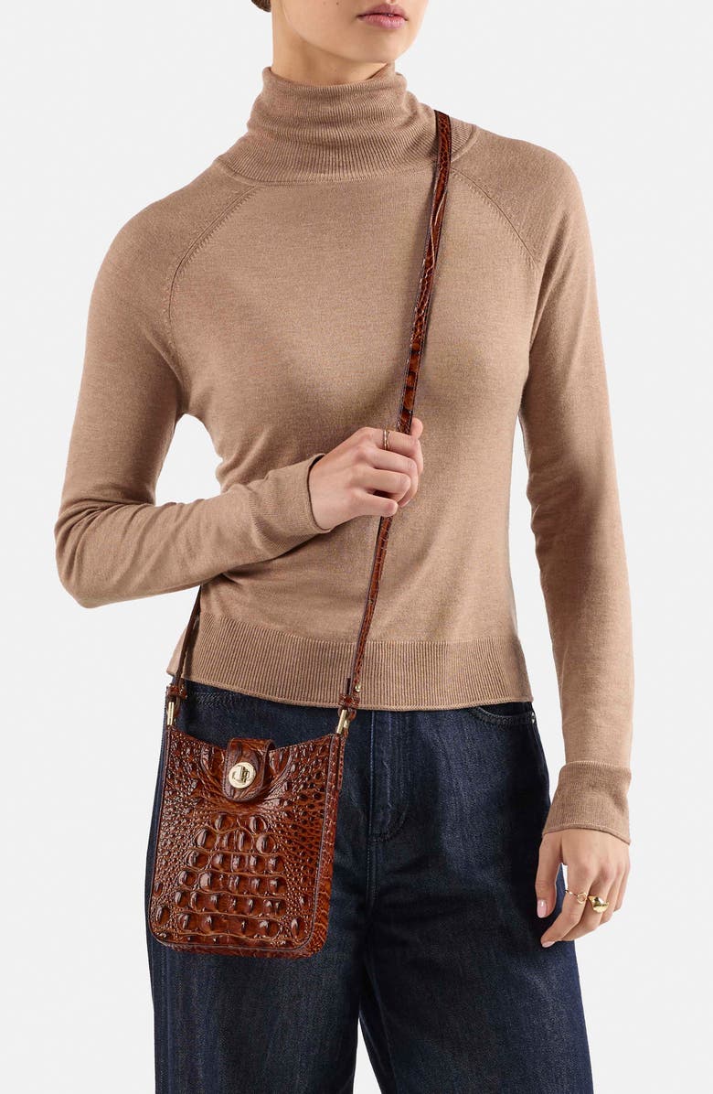Brahmin Marley Croc Embossed Leather Crossbody Bag, Alternate, color,