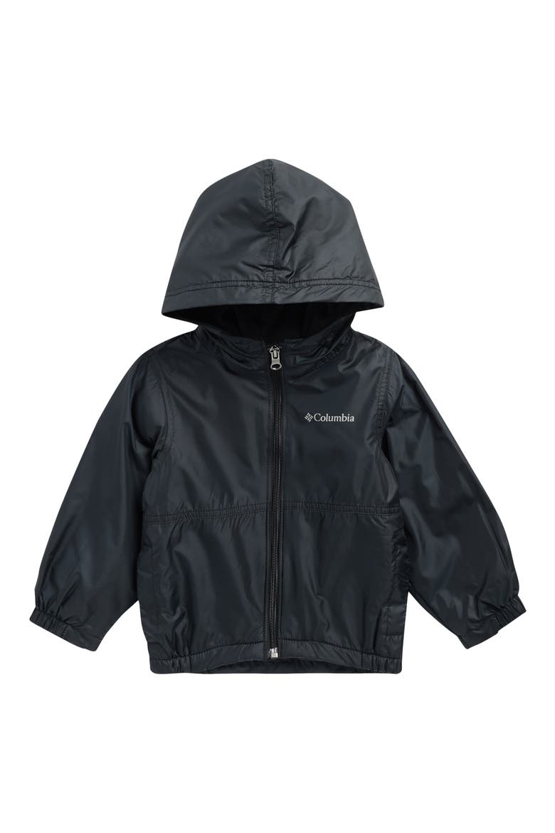 Center Ridge Water Resistant Fleece Lined Windbreaker Jacket, Main, color, BLACK