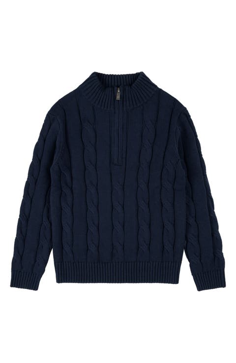 Kids' Cable Stitch Quarter Zip Pullover (Big Kid)