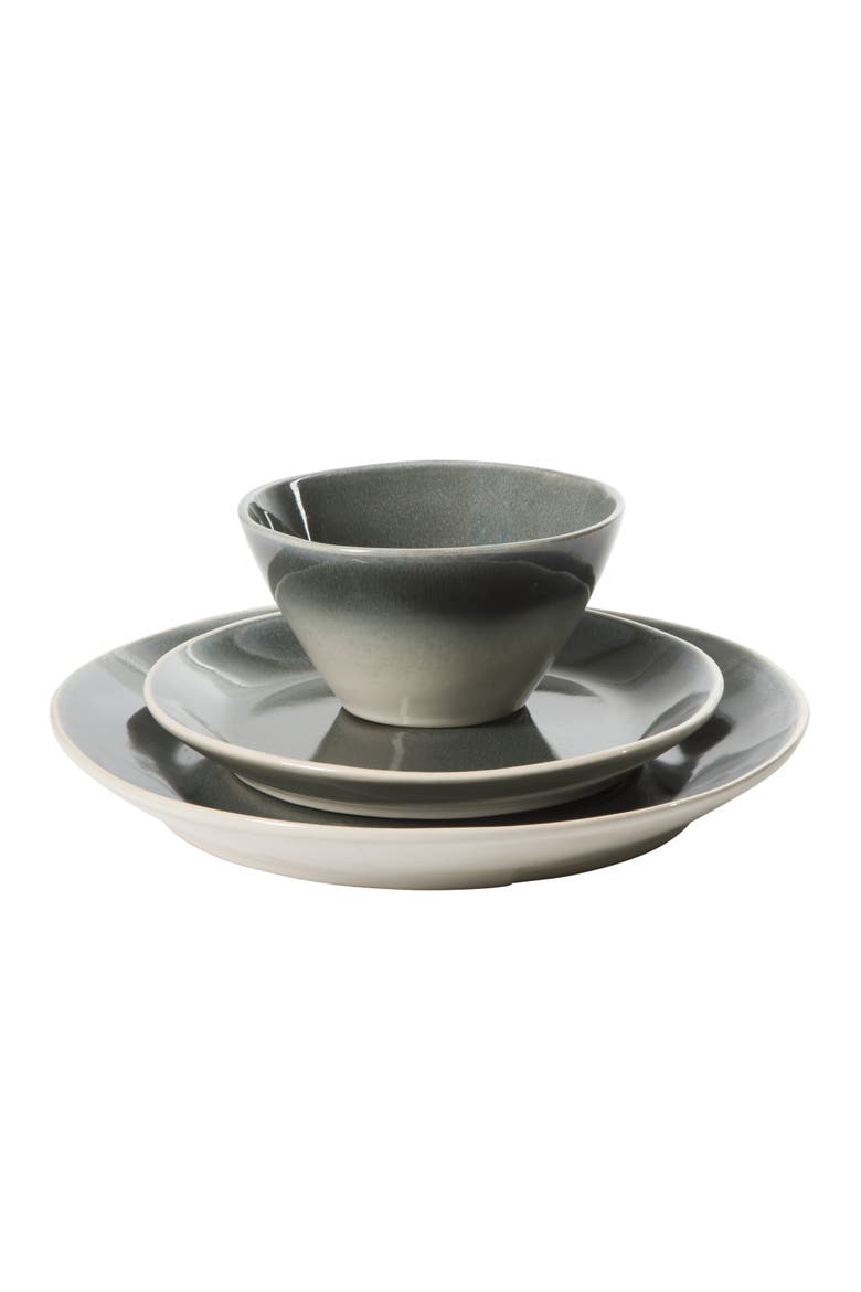 12-Piece Stoneware Dinnerware Set, Service for 4, Alternate, color, Ombre Black