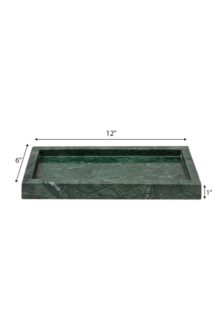 Luxe Stone Classic Minimalist Rectangular Marble Bathroom Countertop Tray, Alternate, color, Green Marble