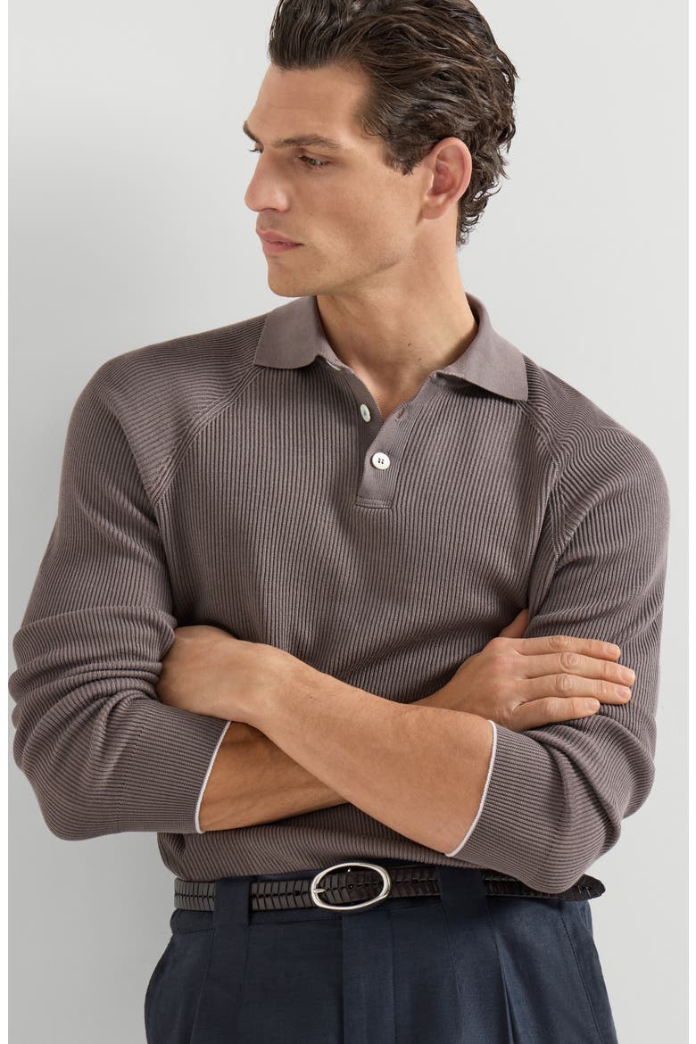 Rib knit polo, Alternate, color, Hazelnut