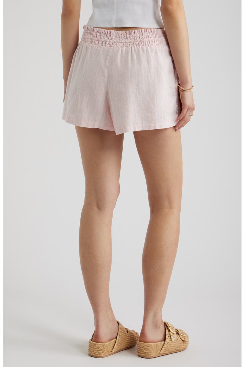 Linen Blend Lace Trim Shorts, Alternate, color, PINK- WHITE NIA STRIPE