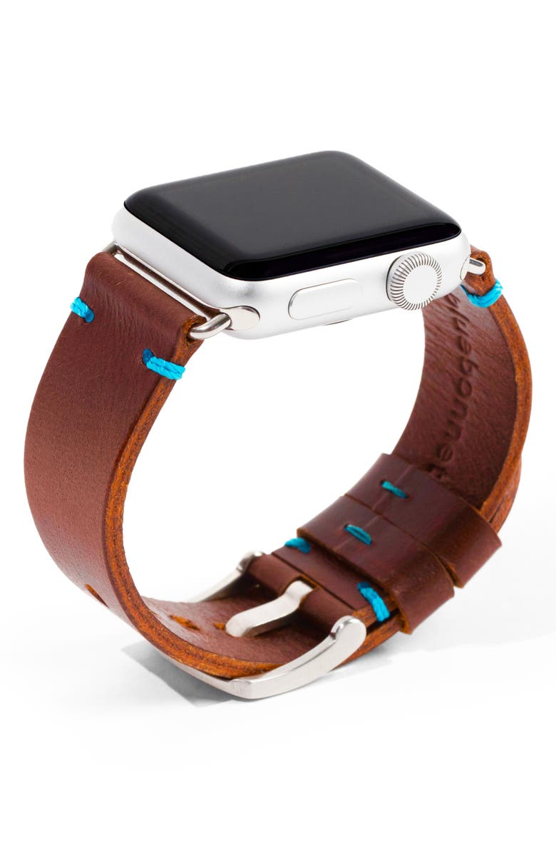 Bluebonnet Leather Apple Watch<sup>®</sup> Watchband, Main, color,