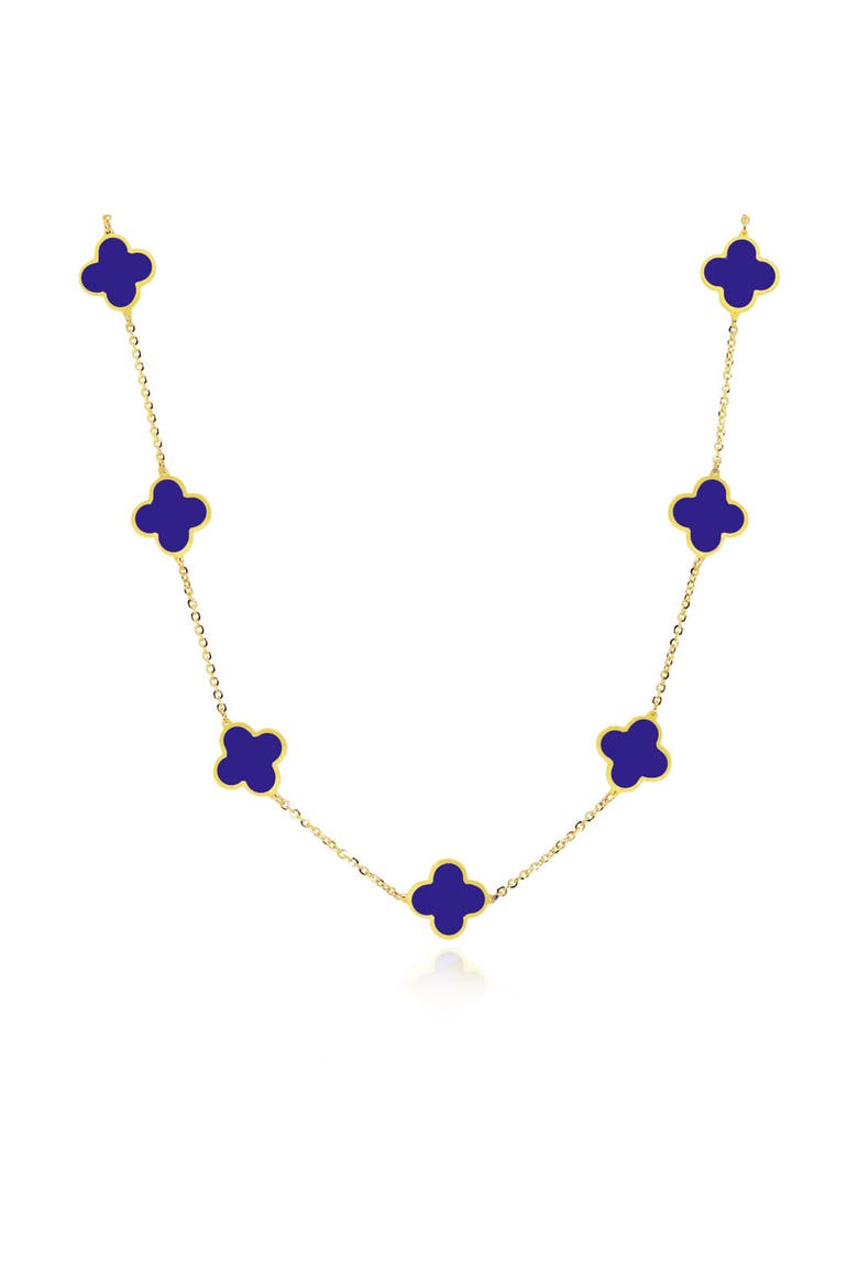 Small Lapis Clover Necklace, Main, color, Lapis