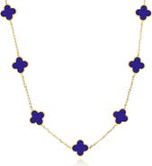 The Lovery Fine Jewelry Small Lapis Clover Necklace