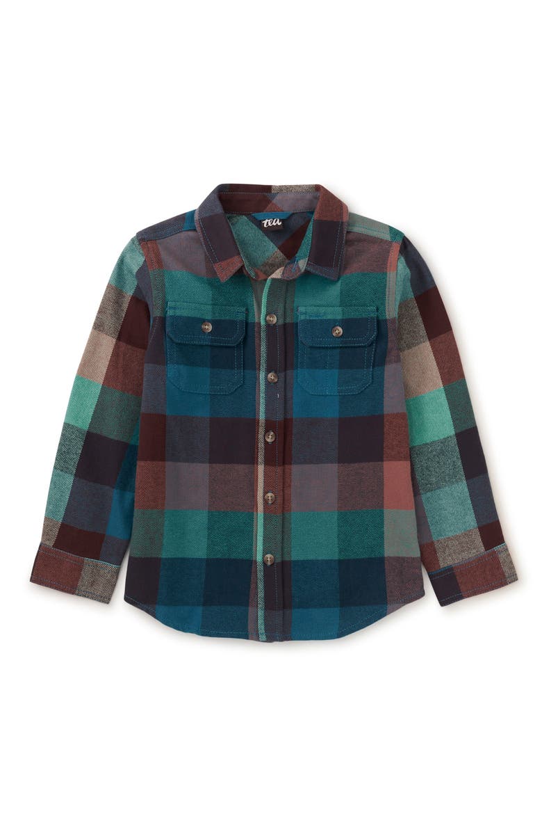 Tea Collection Flannel Button Up Shirt, Main, color, 