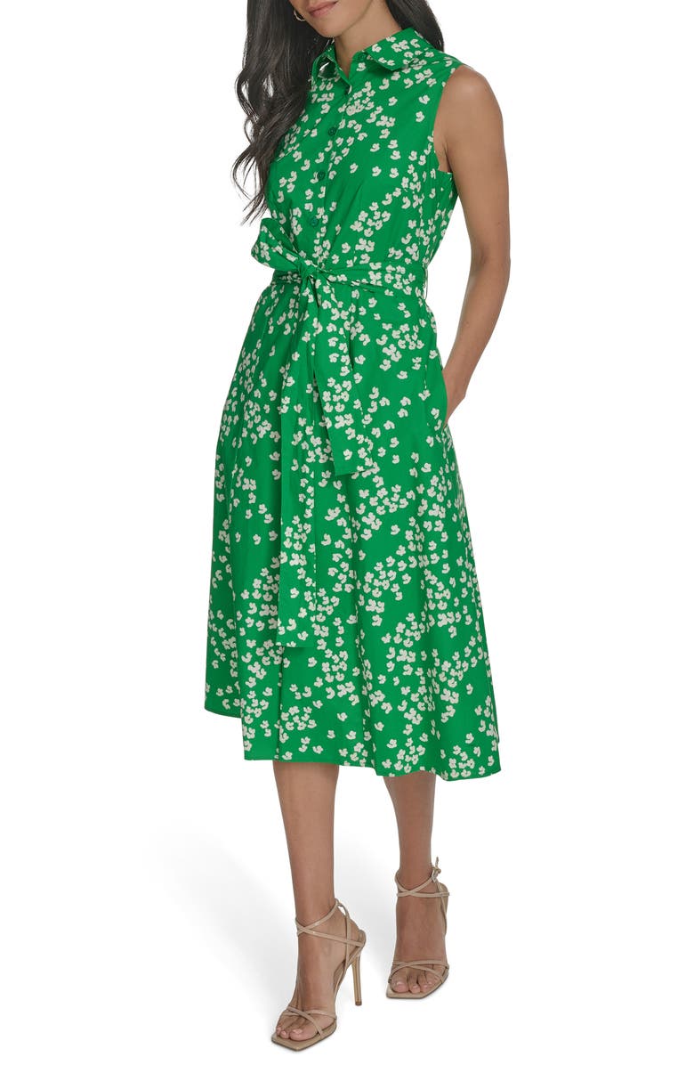 Calvin Klein Tie Waist Cotton Shirtdress, Alternate, color,