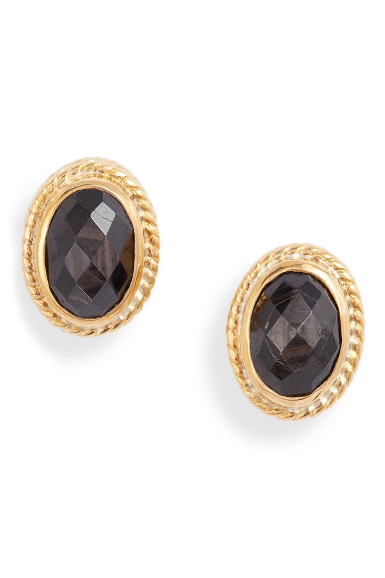 Stone Oval Stud Earrings, Main, color, GOLD/ BLACK