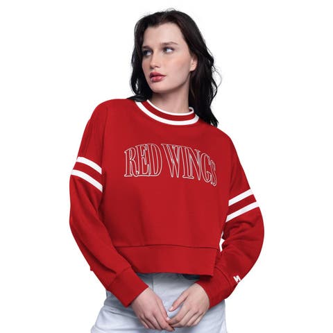 Women's Starter  Red Detroit Red Wings Power Play Cropped Pullover Sweatshirt