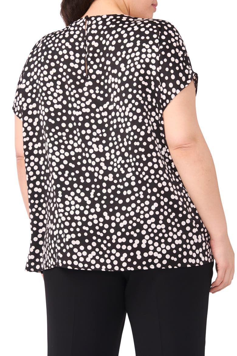 Polka Dot Crepe Top, Alternate, color, RICH BLACK