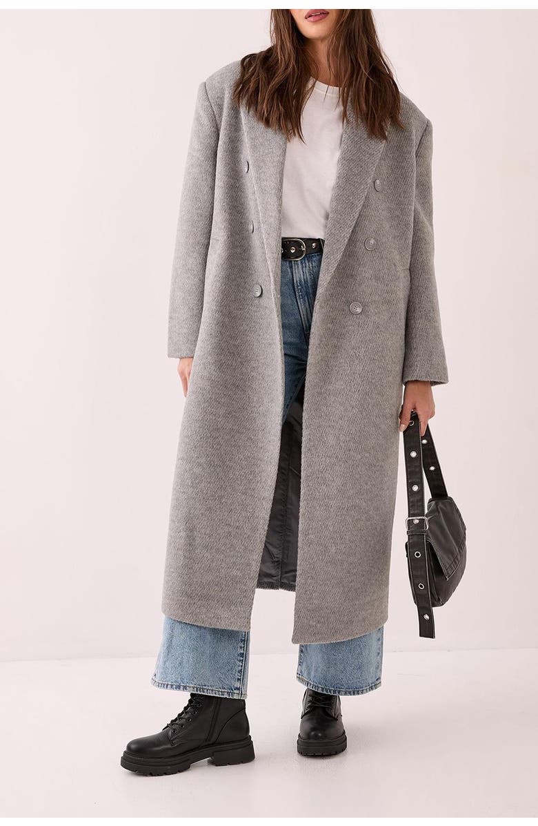NASTY GAL Double Breasted Smart Coat, Alternate, color, Light Grey