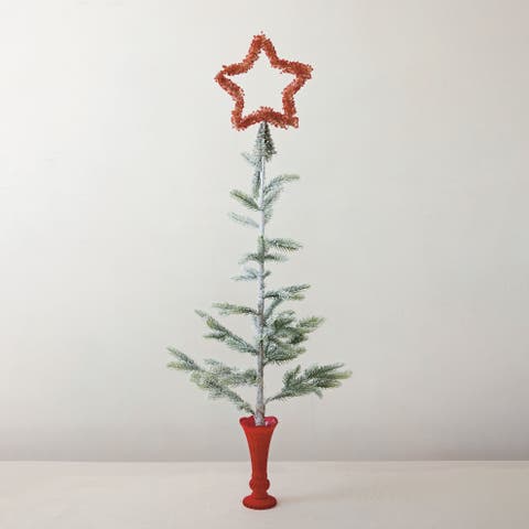 Handcrafted Glass Beaded Star Tree Topper with Iron Accents