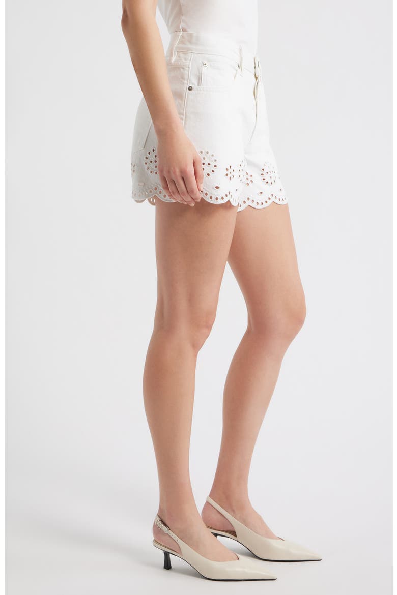 The Eyelet Denim Shorts, Alternate, color, WHITE