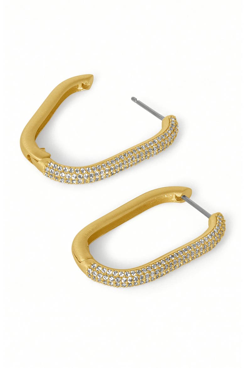 Medium Juliette Pavé Hinged Hoop Earrings, Alternate, color, WHITE TOPAZ/ GOLD