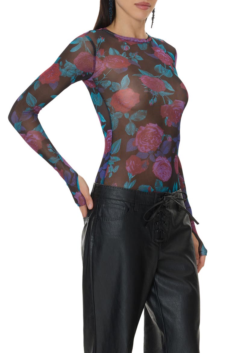 Kaylee Floral Mesh Top, Alternate, color, PLUM ROSES