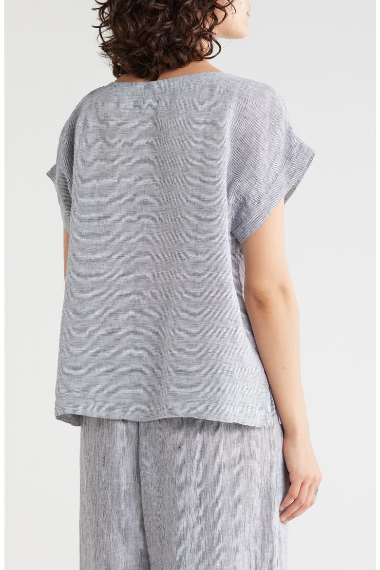 Organic Linen Ballet Neck Square Top, Alternate, color, INK