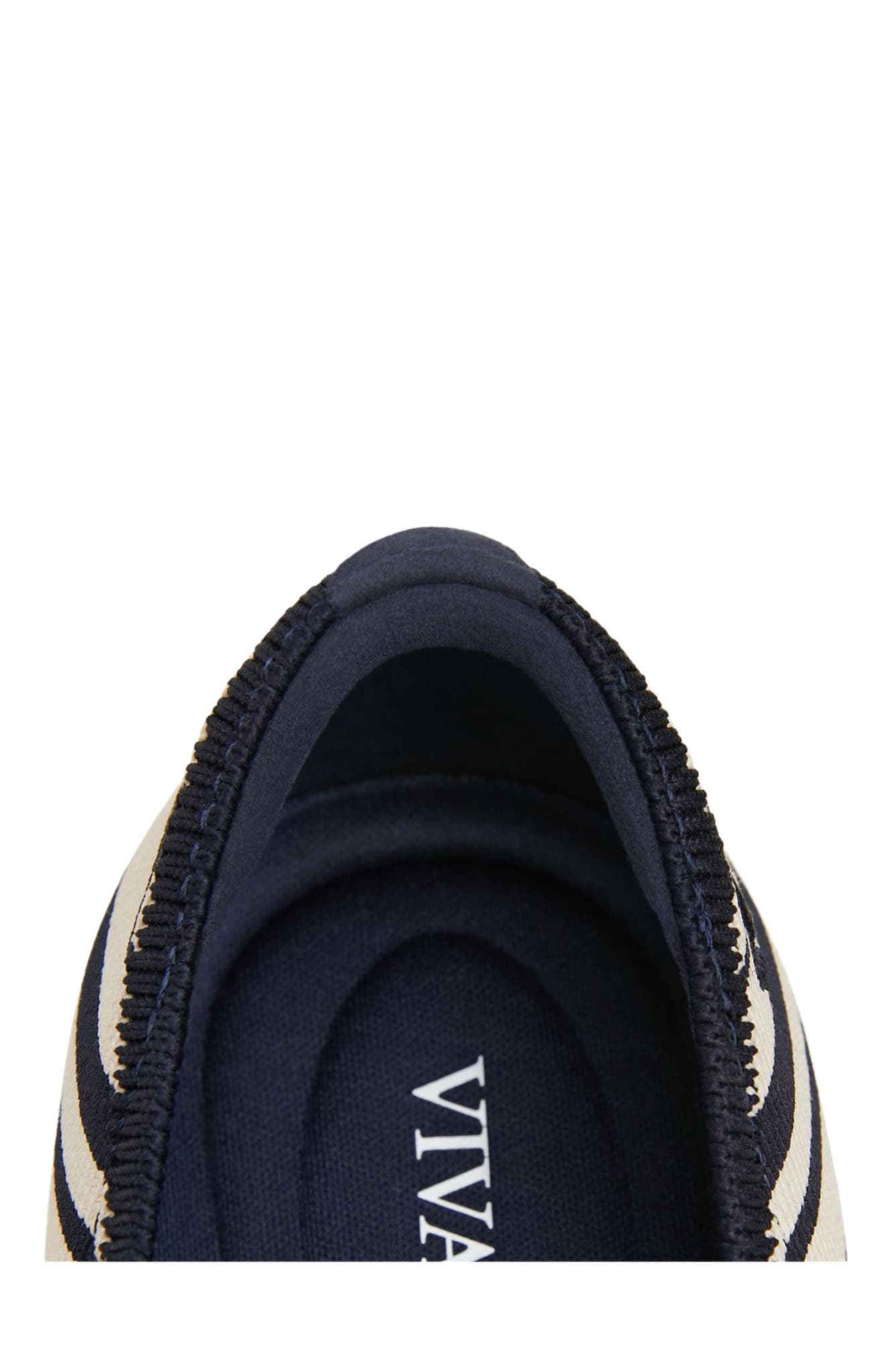 VIVAIA Almond-Toe Bow Flats, Alternate, color, Navy Ivory Multi Stripe