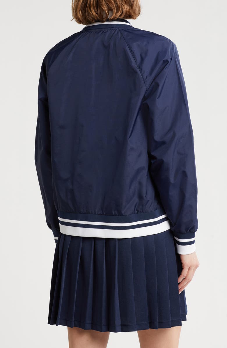 Nanette Lepore Play Rib Trim Bomber Jacket, Alternate, color, Black Iris/ Bright White