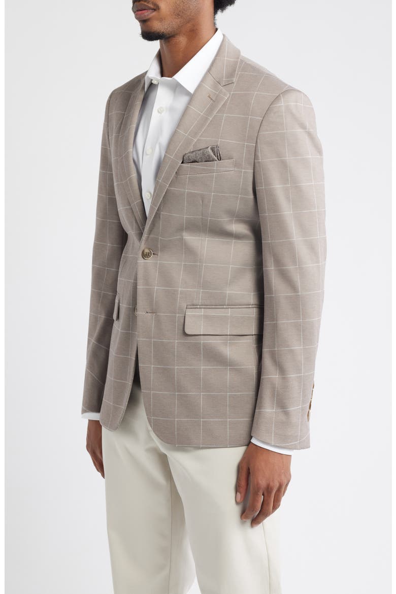 Tan Windowpane Check Knit Sport Coat, Alternate, color, TAN