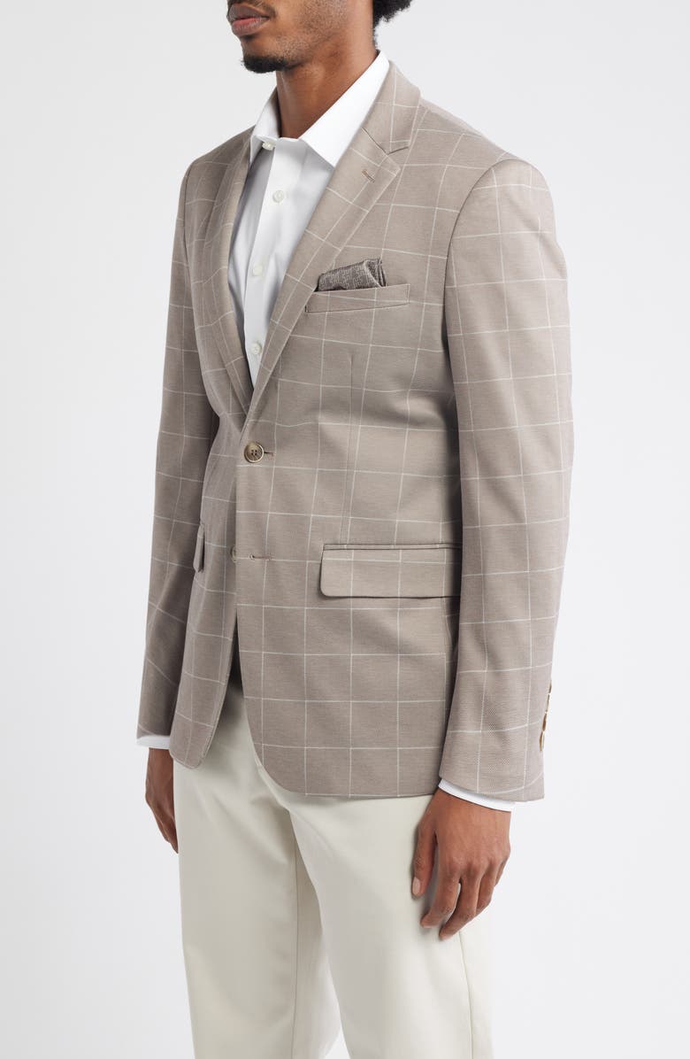 DANIEL HECHTER Tan Windowpane Check Knit Sport Coat, Alternate, color, Tan