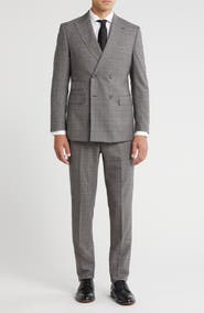 English Laundry Plaid Double Breasted Wool Blend Suit