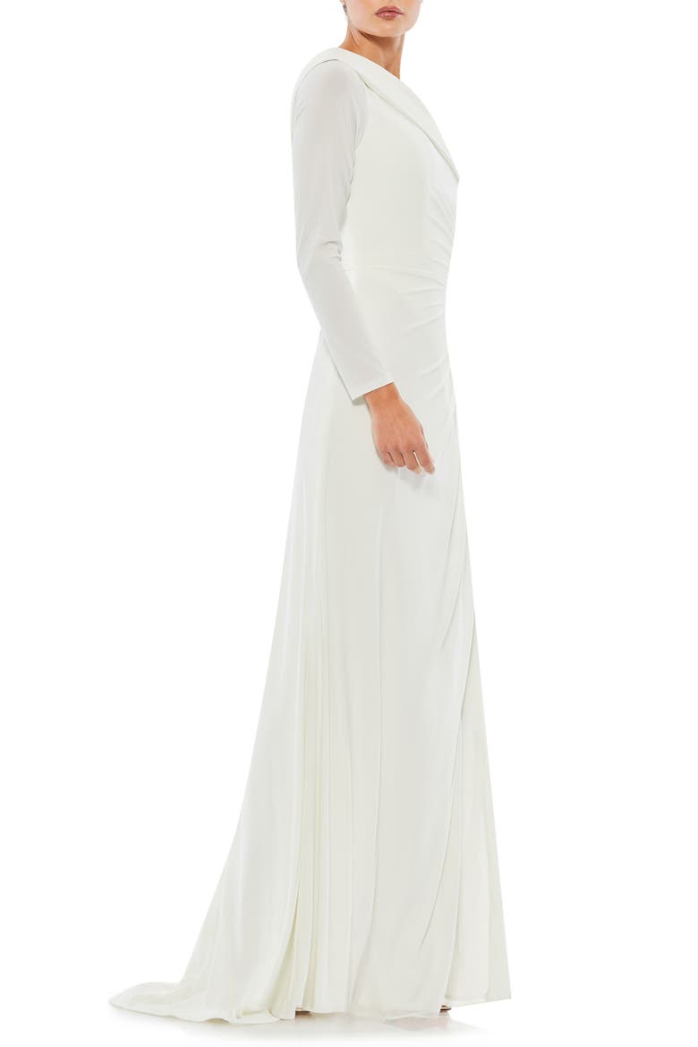Ruched Jersey Drop Shoulder Foldover Gown, Alternate, color, WHITE
