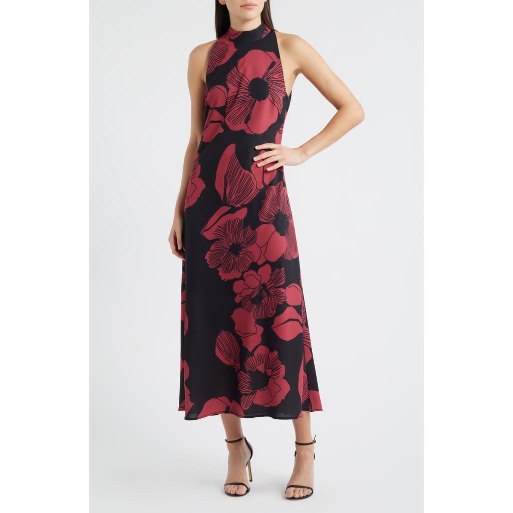 Sam Edelman Floral Print Sleeveless Dress in Black/wine at Nordstrom, Size 12