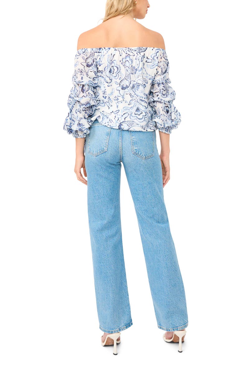 Off the Shoulder Bubble Sleeve Top, Alternate, color, FROSTING BLUE