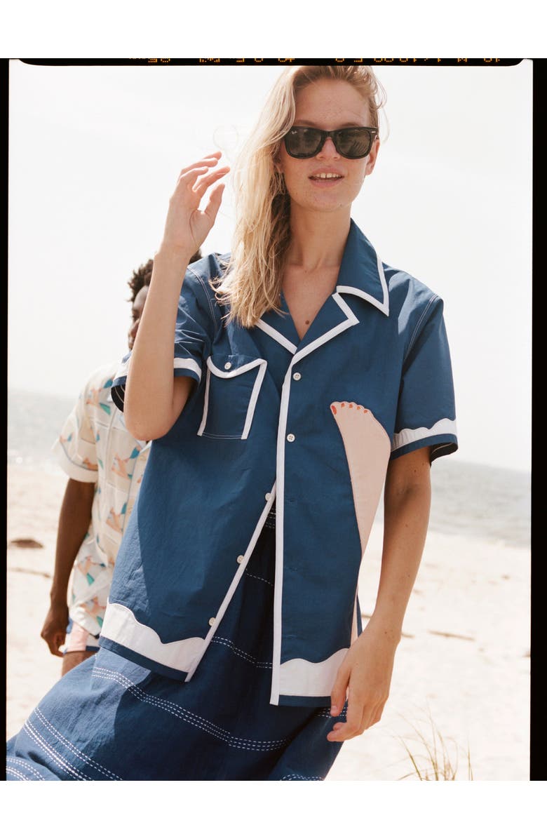 Tombolo 'Tom Wesselmann - Seascape #2' Camp Collar, Alternate, color, Blue