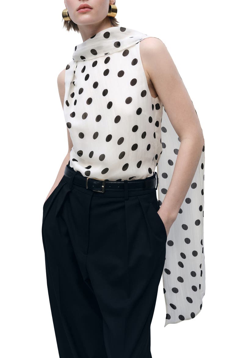 Adela Sleeveless Top with Attached Scarf, Main, color, OFF WHITE