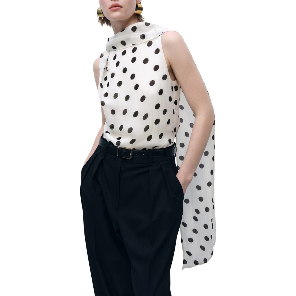 Mango Adela Sleeveless Top With Attached Scarf In Off White